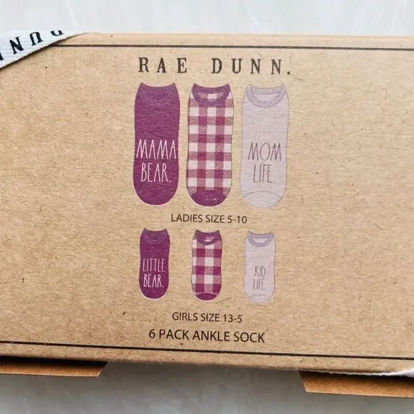 Rae Dunn Mommy & Me Ankle Socks 6 Pack New NIB NWT - Picture 5 of 7